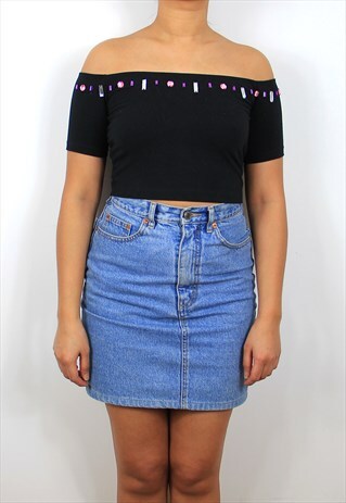 JEWELLED OFF THE SHOULDER CROP TOP