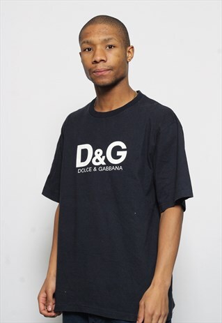 VINTAGE DOLCE AND GABBANA D&G LOGO T-SHIRT BLACK