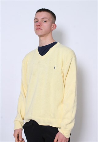VINTAGE RALPH LAUREN YELLOW KNITTED JUMPER