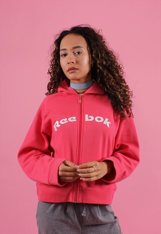 PINK REEBOK EMBROIDERED ZIP-UP HOODIE