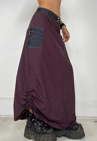 VINTAGE Y2K SKIRT CARGO TOGGLE GRUNGE MAXI CYBER GOTH 90S