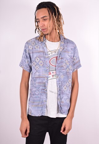 MENS VINTAGE SHIRT SMALL GREY 90'S