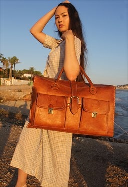 Leather Holdall in Black 