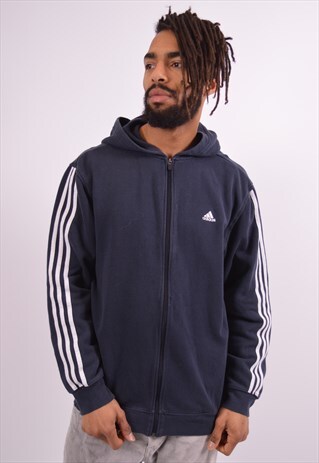 VINTAGE ADIDAS HOODIE SWEATER NAVY BLUE