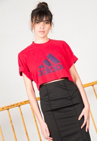 VINTAGE 80'S ADIDAS CROP TOP /AVELINASREWORKS/ S0003