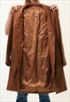 80S VINTAGE LEATHER BROWN TRENCH OUTWEAR AUTUMN COAT 4665