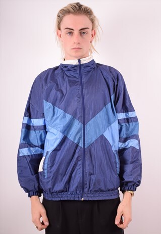 MENS VINTAGE TRACKSUIT TOP JACKET XL BLUE 90S