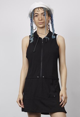 VINTAGE 90'S BLACK FENDI ZIP-UP HOODIE DRESS
