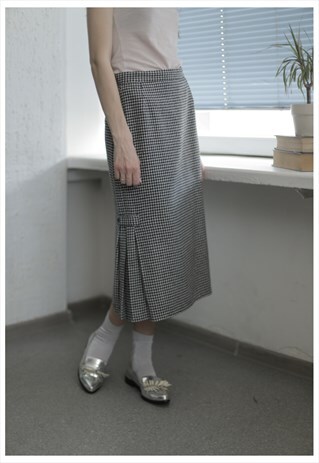 VINTAGE 60'S MIDI BLACK/WHITE HIGH WAISTED SKIRT