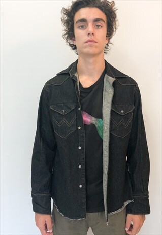 VINTAGE 90'S LEE DENIM SHIRT IN BLACK