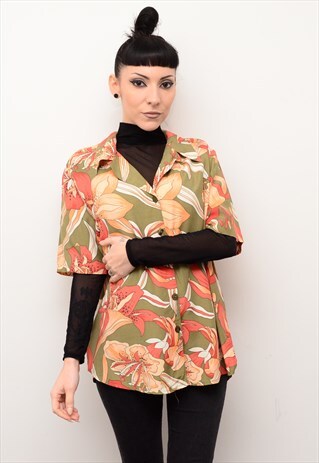 VINTAGE 90'S GRUNGE FLORAL PATTERNED OVERSIZED SHIRT