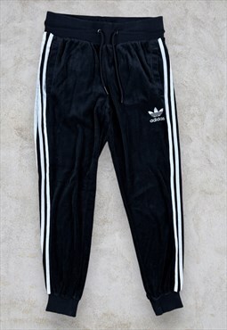 Adidas Originals Sweatpants Black Tracksuit Bottoms Velour 