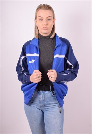 WOMENS VINTAGE TRACKSUIT TOP JACKET SMALL BLUE 90S