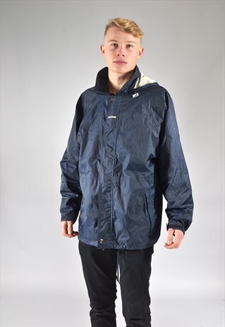 VINTAGE K-WAY NAVY BLUE RAINCOAT JACKET