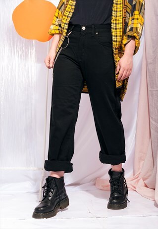VINTAGE JEANS 90S BLACK GRUNGE BOYFRIEND TROUSERS