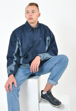 VINTAGE UMBRO SHELL WINDBREAKER JACKET IN BLUE