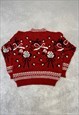 VINTAGE KNITTED JUMPER ABSTRACT FLOWER BOW PATTERNED KNIT