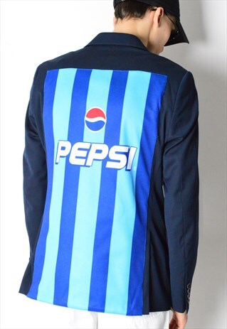 REWORKED VINTAGE 90S NAVY BLUE BLAZER X PEPSI