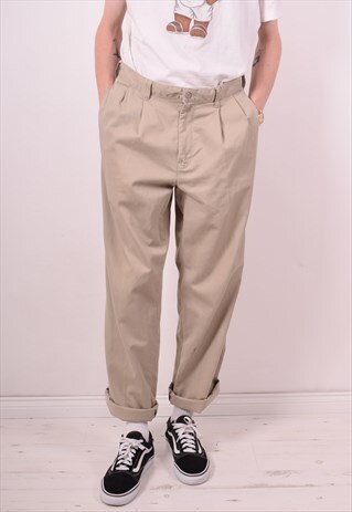 CALVIN KLEIN MENS VINTAGE TROUSERS W33 L32 BEIGE 90S