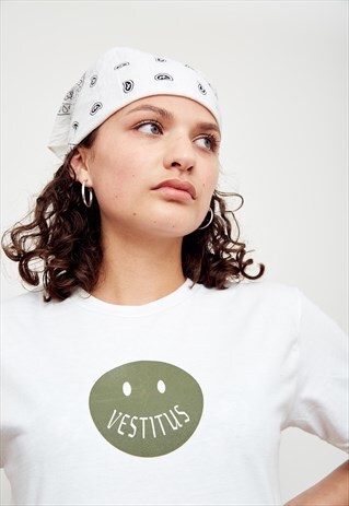 VESTITUS GREEN LOGO PRINTED T-SHIRT WHITE