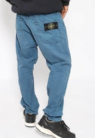 VINTAGE STONE ISLAND BADGE LOGO TROUSERS BLUE