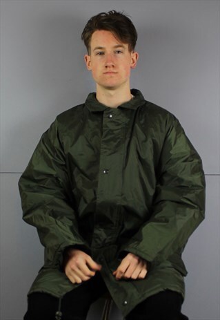 VINTAGE DICKIES WINTER WATERPROOF COAT IN GREEN WITH POPPER