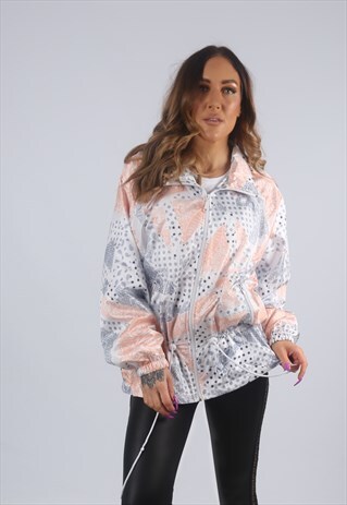 VINTAGE SHELL BOMBER JACKET OVERSIZED PATTERNED UK 12 (9K2L)