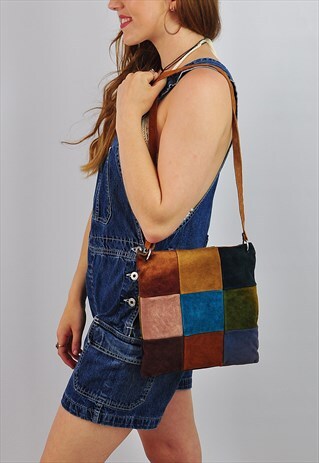 VINTAGE 1970S SUEDE PATCHWORK SHOULDER BAG