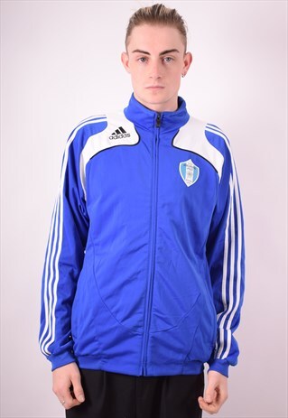 ADIDAS VINTAGE TRACKSUIT TOP JACKET MEDIUM BLUE 90S