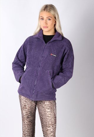 VINTAGE BERGHAUS FLEECE JUMPER JACKET OUTDOORS PURPLE WOMENS