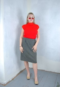 Vintage y2k checkered tailored party midi skirts in navy 