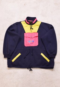 Women's Vintage 90s Dash Navy 1/4 Zip Sweater