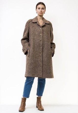70s Vintage Woman Midi Wool Coat 5059