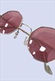 2 X FESTIVAL PINK YELLOW ROSE TINTED OCTAGON SUNGLASSES