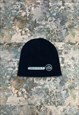 Black Coronation Street Embroidered Spell Out Beanie Hat