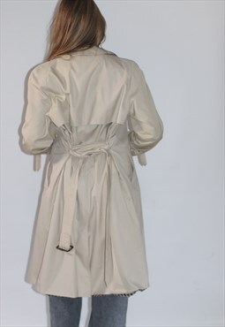 Aquascutum Beige Check Belted Trench Coat