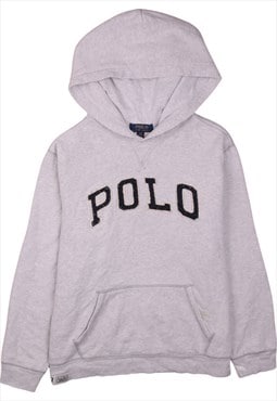 Vintage 90's Polo Ralph Lauren Hoodie Pullover Spellout Grey