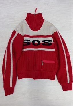 Vintage SOS Sportswear of Sweden Knit Jumper Red