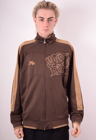 NIKE MENS VINTAGE TRACKSUIT TOP JACKET LARGE BROWN 90S
