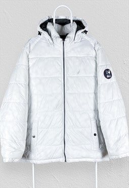 Nautica White Puffer Jacket Nylon Mens XL