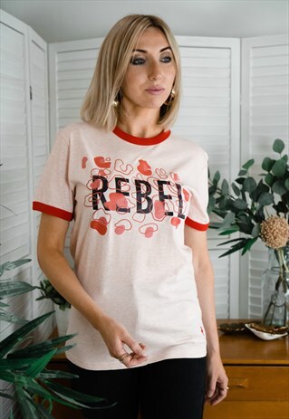 REBEL ORGANIC RINGER T-SHIRT - PINK