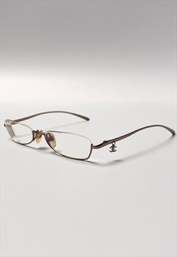 Chanel Glasses Rimless Clear Silver Bronze CC Logo 2055