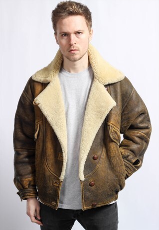 VINTAGE SUEDE SHEARLING FLEECE JACKET
