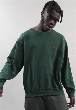 VINTAGE 90'S POLO RALPH LAUREN DARK GREEN SWEATSHIRT