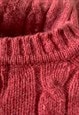 VINTAGE 90S V-NECK PINK WOOL JUMPER SWEATER, UK18/20 