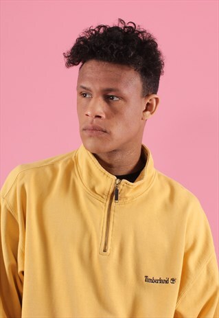 YELLOW TIMBERLAND 1/4 ZIPPED SWEATSHIRT