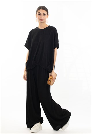 Oversized comfort stretch-jersey top and Relaxed-fit trouser