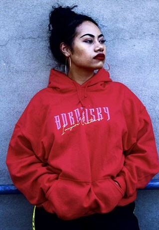 BORN RISKY RED EMBROIDERED HOODIE