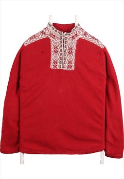 Vintage 90's L.L.Bean Jumper / Sweater Quarter Zip Aztec Red