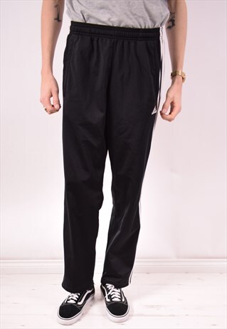 ADIDAS MENS VINTAGE TRACKSUIT TROUSERS MEDIUM BLACK 90S